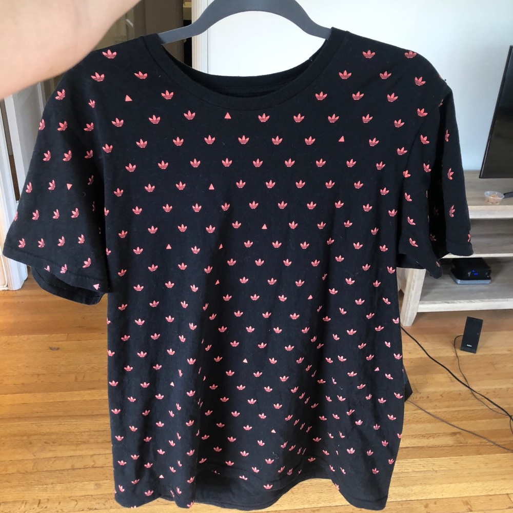 Adidas men’s large logo printed tee - Black & red